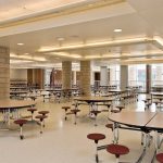 Mosaic architects took advantage of the fact that the cafeteria addition had to be constructed on two levels to create distinct areas for study groups and meetings – without limiting sightlines for supervision.