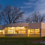 Exterior of the elementary Media Center addition in South Colonie, New York designed by Mosaic Associates.