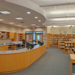 Reference desk at the elementary Media Center addition in South Colonie, New York designed by Mosaic Associates.
