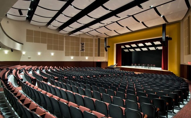 The visually stunning Glends Falls auditorium design delivers the finest listening experience with an electronic acoustical enhancement system and acoustical cloud ceiling system.