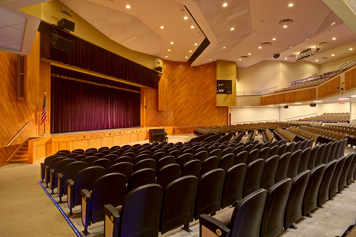Mosaic's design for the Troy, NY, Middle school music wing and auditorium included an extensive theatrical, lighting and audio-visual installation.