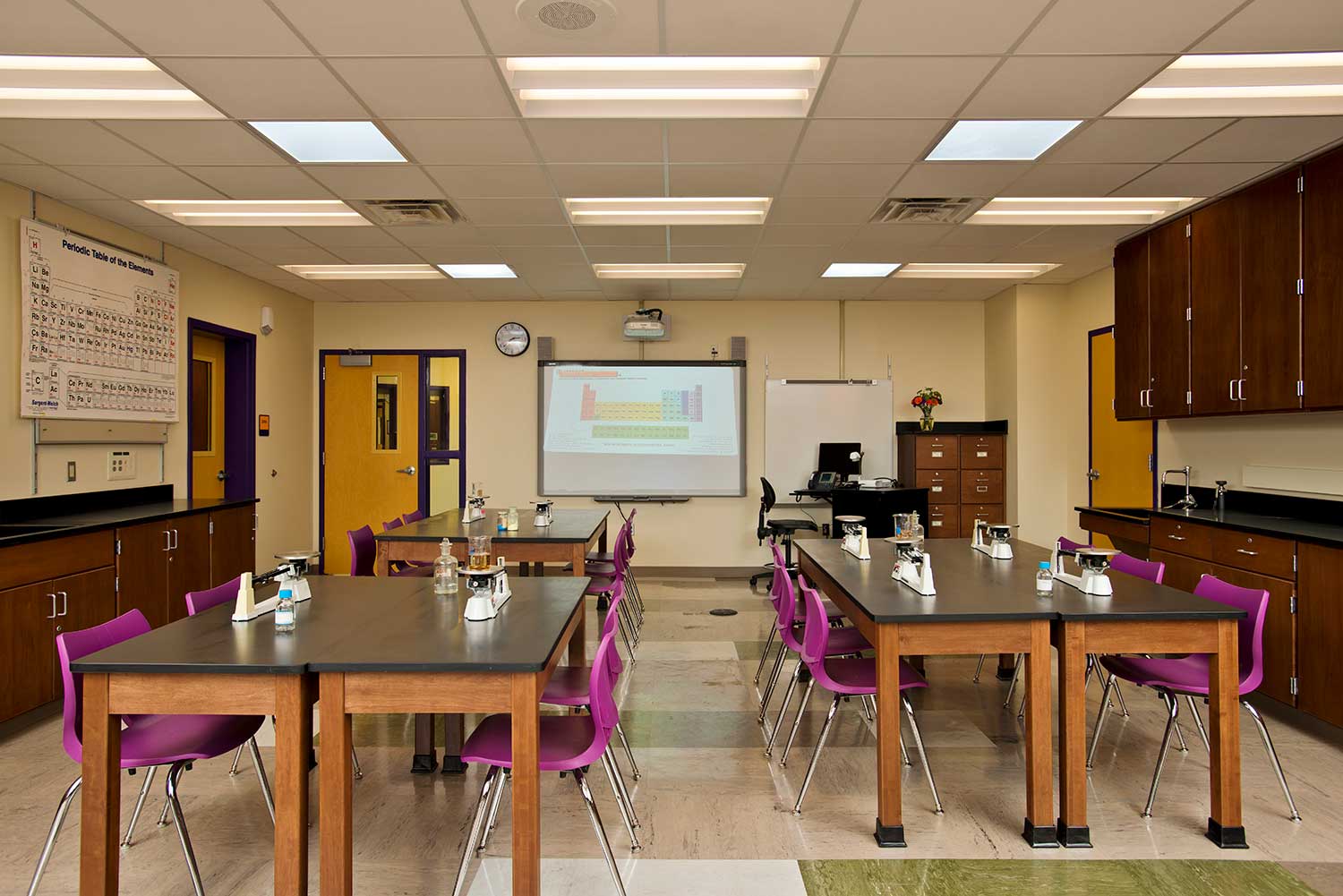 Science labs at the Troy Middle School include the latest technology and flexible design for teaching and experimentation.