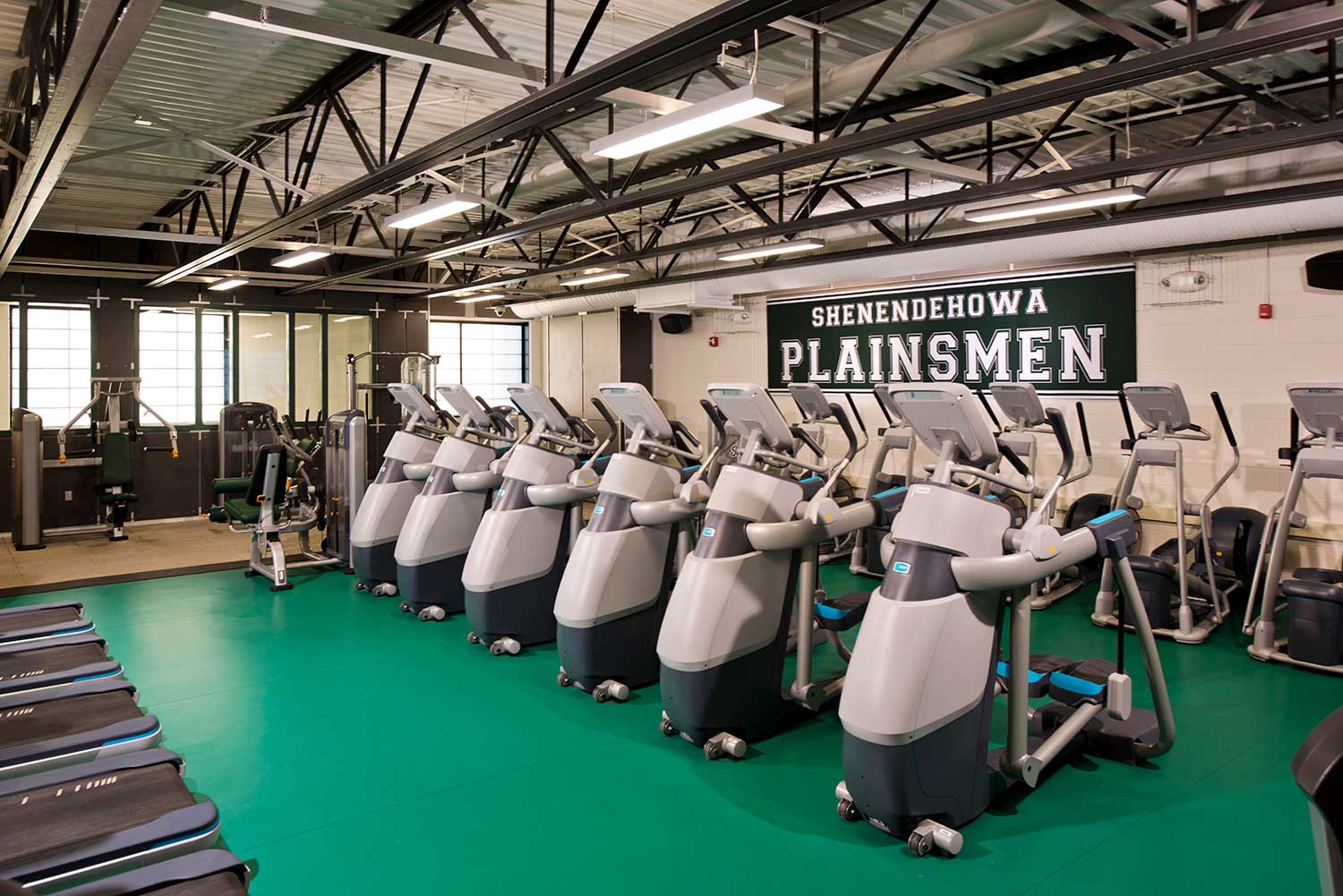 The fitness center Mosaic designed for Shenendehowa is arranged for multi-purpose and community use.