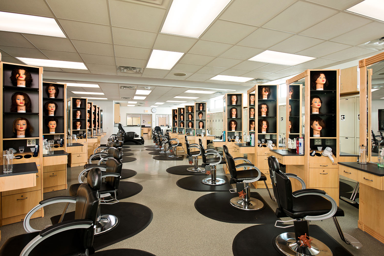 Multi-occupational teaching areas design by Mosaic for CiTi BOCES include a teaching salon.