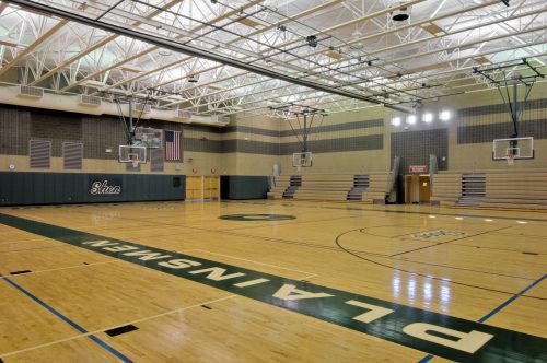 Shenendehowa Central School District basketball gymnasium in Clifton Park, New York, designed by Mosaic Associates Architects for 