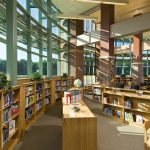 Library and Media Center featured in the Shatekon Elementary School design by Mosaic Associates Architects.
